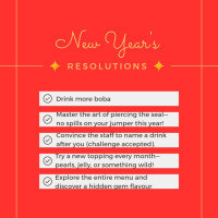 🎉 New year, same obsession! 🎉 

What should we add? Drop your funniest, wildest, or most tea-rrific resolutions in the comments! Let’s make this the most bubbly year ever! 

PS. We'll be closed New Years Day, so grab a last bubble tea of 2024 today!

#NewYearNewBoba #PearlsBubbleTea #2025Goals